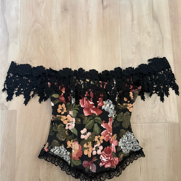 Florencia Fiume VNTG 90's Floral and lace Corset Top - Picture 2 of 12